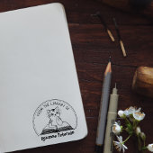 キュートな猫の本を図書館から ラバースタンプ