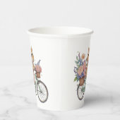 キュートな猫の紙コップ - 花柄自転車パーティーデザイン 紙コップ (右)
