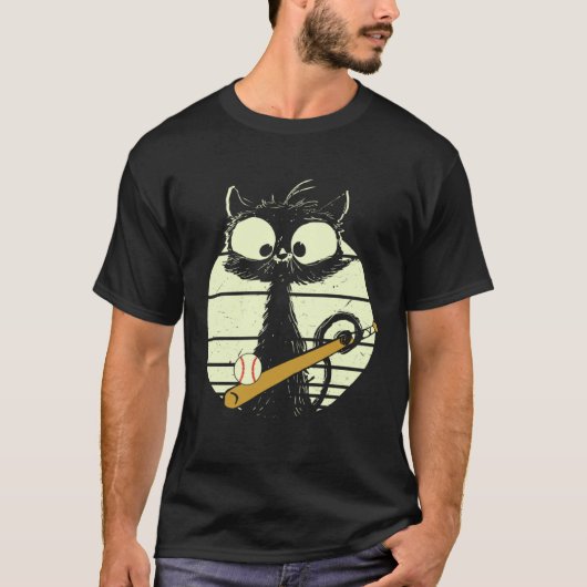 キュートな猫の野球選手 Tシャツ (正面)