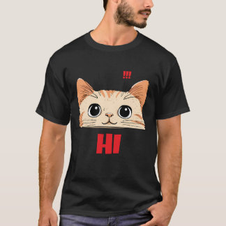 キュートな猫の顔 半袖Tシャツ | ユニセックス ブラック Tシャツ