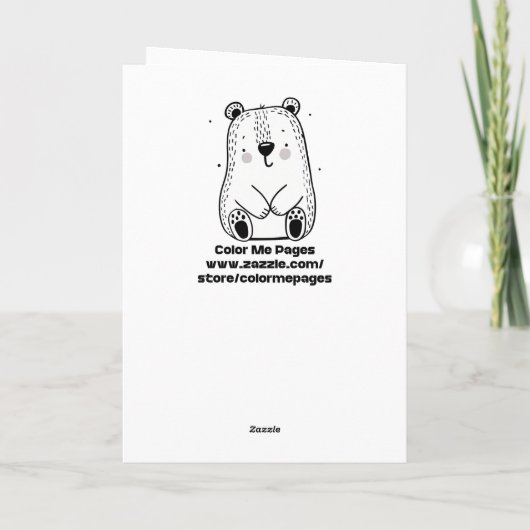 キュートな猫をテーマにしたカラーリングページガール誕生日 カード (裏面)