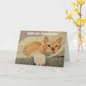 キュートな猫を応援 カード (黄色い花)