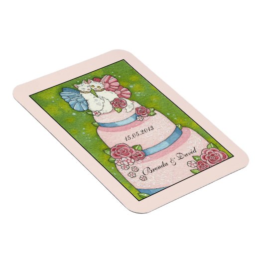 キュートな猫ケ結婚ーキトップマグネットを保存 マグネット (右側)