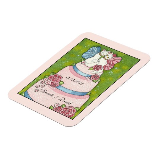 キュートな猫ケ結婚ーキトップマグネットを保存 マグネット (左側)