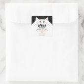 キュートな猫フレームと輝く星 初めての誕生日 スクエアシール (バッグ)