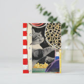 キュートな猫ミックスメディアコラージュ ポストカード (スタンド正面)