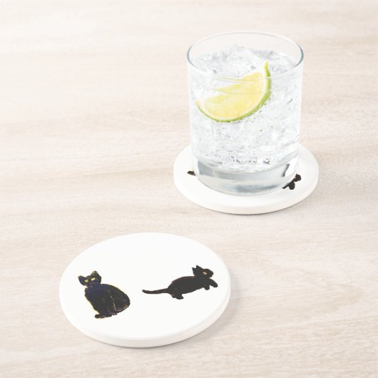 キュートな猫二匹の黒猫 コースター (側面)