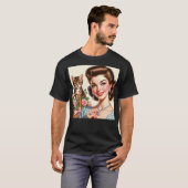 キュートな猫好きの女性 Tシャツ (正面フル)