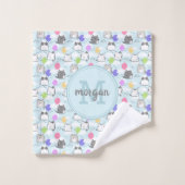 キュートな猫柄モノグラム バスタオルセット (ウォッシュタオル)