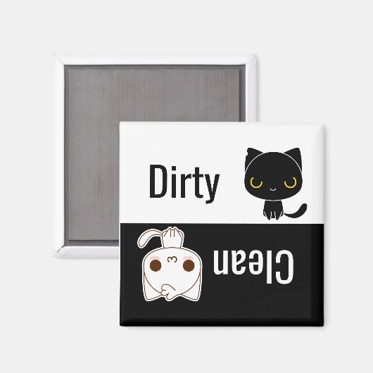 キュートな猫汚れクリーン食器洗浄機 マグネット (正面/裏面)