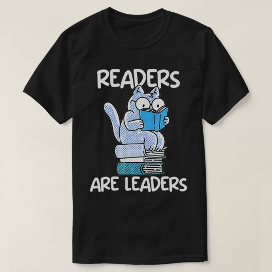 キュートな猫読本の読者は司書のリーダー Tシャツ (デザイン正面)