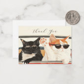 キュートな猫2匹ありがとう ノートカード (正面/裏面インサイチュ)
