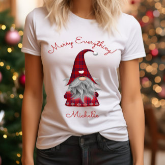キュートな田舎風のメリーエブリシング クリスマスのノームの妖精 Tシャツ
