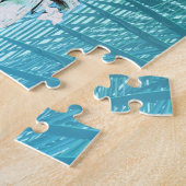 キュートな白いコカトゥー熱帯パーム葉 ジグソーパズル (側面)