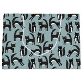 キュートな白黒のタキシード猫の柄 ラージペーパーバッグ (正面)