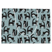 キュートな白黒のタキシード猫の柄 ラージペーパーバッグ (裏面)