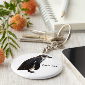 キュートな白黒のペンギンのキーリング キーホルダー (側面)