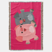 キュートな白黒の漫画の豚ブランケット スローブランケット (正面縦)