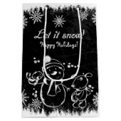 キュートな白黒クリスマスイラストレーション ミディアムペーパーバッグ (裏面)