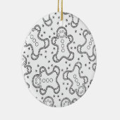 キュートな白黒クリスマスジンジャーブレッド セラミックオーナメント (右)