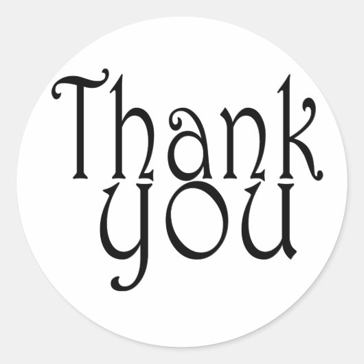 キュートな白黒サンキューシール ラウンドシール (正面)