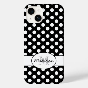 キュートな白黒ドットのレトロモノグラム Case-Mate iPhone 14ケース