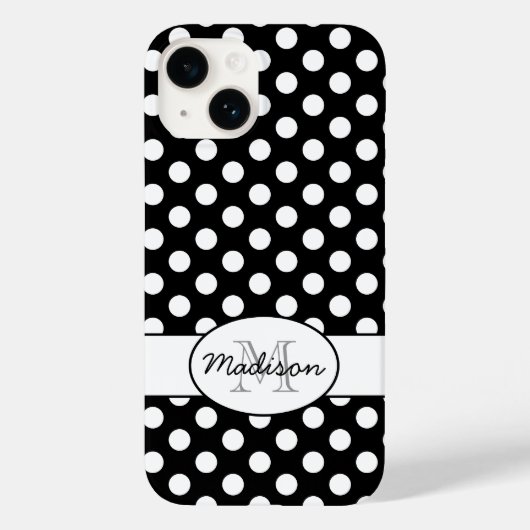 キュートな白黒ドットのレトロモノグラム Case-Mate iPhoneケース (裏面)