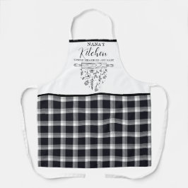 キュートな白黒バッファローの格子柄ナナズキッチン エプロン