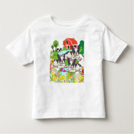 キュートな白黒ファルミヤードテキサス州子犬 トドラーTシャツ