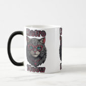 キュートな眼鏡をかけているグレーの野良猫 モーフィングマグカップ (左)