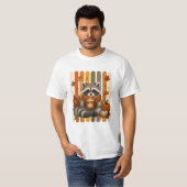 キュートな秋のアライグマ コーヒー好きTシャツ | あったか秋 Tシャツ (正面フル)