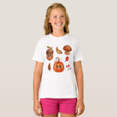 キュートな秋の友達 キッズTシャツ | かわいい秋 Tシャツ (正面フル)