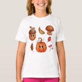 キュートな秋の友達 キッズTシャツ | かわいい秋 Tシャツ (正面)