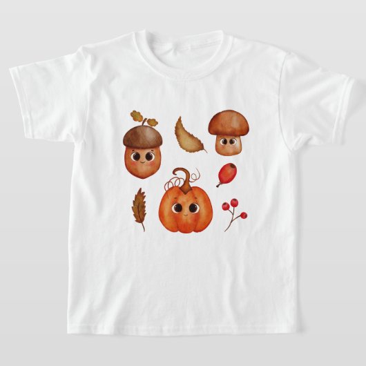 キュートな秋の友達 キッズTシャツ | かわいい秋 Tシャツ (レイダウン)