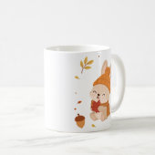 キュートな秋の微笑みウサギの水彩画 コーヒー コーヒーマグカップ (正面右)