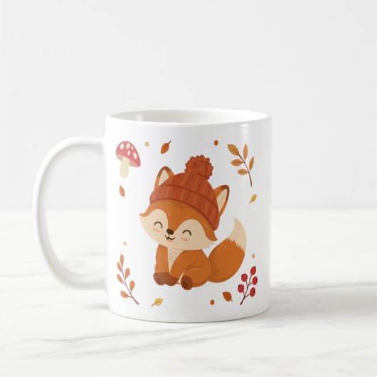 キュートな秋の狐の水彩コーヒー コーヒーマグカップ (左)