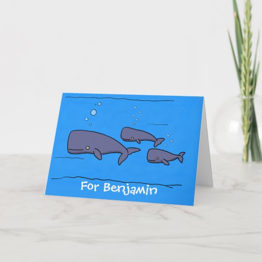 キュートな移行性のクジライラストレーション カード (正面)