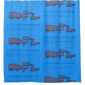 キュートな移行性のクジライラストレーション シャワーカーテン (正面)