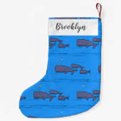 キュートな移行性のクジライラストレーション スモールクリスマスストッキング (裏面)