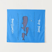 キュートな移行性のクジライラストレーション タペストリー (正面(横))