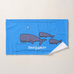 キュートな移行性のクジライラストレーション バスタオルセット