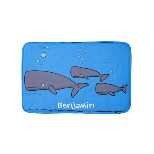 キュートな移行性のクジライラストレーション バスマット (正面)