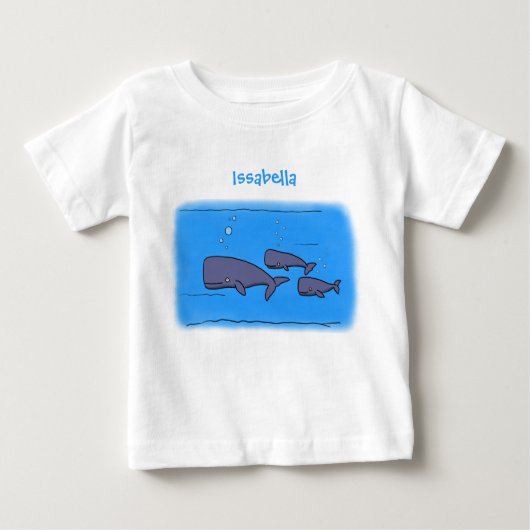 キュートな移行性のクジライラストレーション ベビーTシャツ (正面)