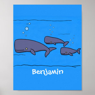 キュートな移行性のクジライラストレーション ポスター