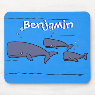 キュートな移行性のクジライラストレーション マウスパッド