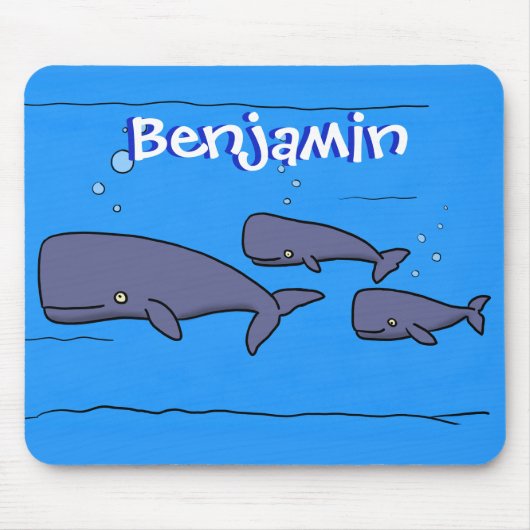 キュートな移行性のクジライラストレーション マウスパッド (正面)