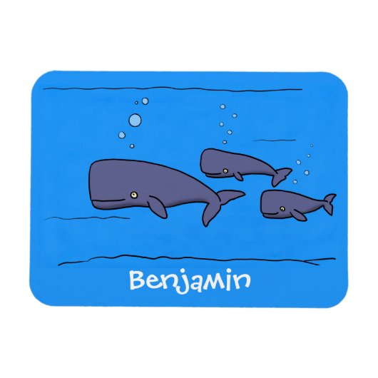 キュートな移行性のクジライラストレーション マグネット (横)