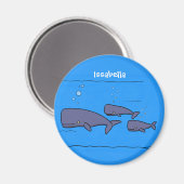 キュートな移行性のクジライラストレーション マグネット (正面/裏面)