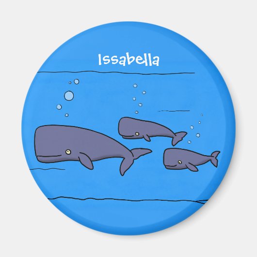 キュートな移行性のクジライラストレーション マグネット (正面)