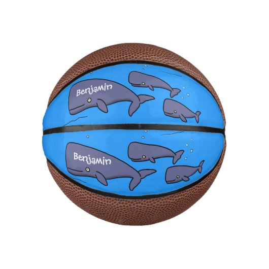 キュートな移行性のクジライラストレーション ミニバスケットボール (正面)